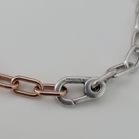 Pandora Two Tone Sterling Silver And Rose Gold Plated Chain Bracelet - Picture 4 of 11